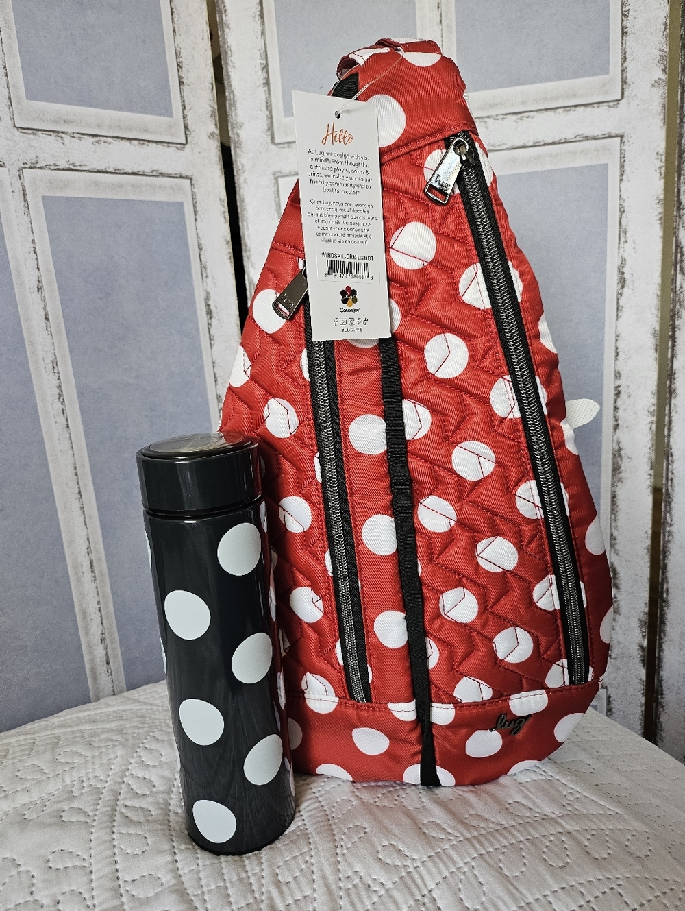NWT Lug Disney Minnie Windsail Sling & Matching 16 Oz NIB Chuggie Water Bottle